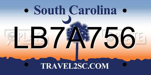 LB7A756 South Carolina License Plate