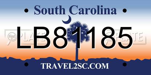 LB81185 South Carolina License Plate