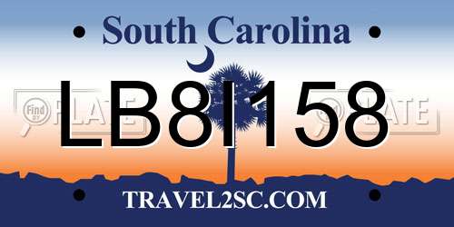 LB8I158 South Carolina License Plate