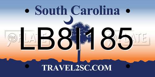 LB8I185 South Carolina License Plate