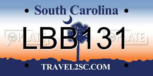 LBB131 South Carolina License Plate
