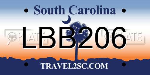 LBB206 South Carolina License Plate
