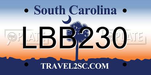 LBB230 South Carolina License Plate