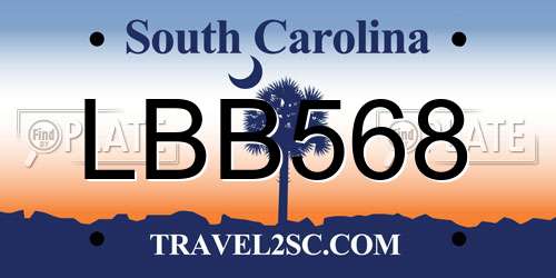 LBB568 South Carolina License Plate