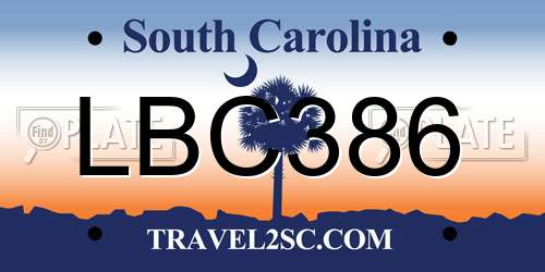 LBC386 South Carolina License Plate