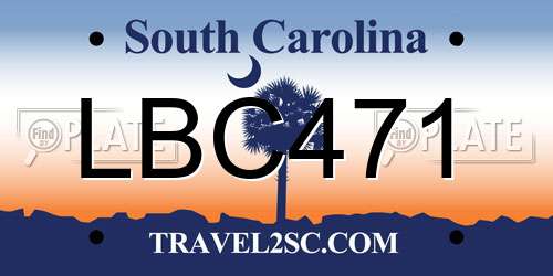 LBC471 South Carolina License Plate