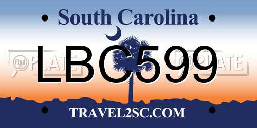 LBC599 South Carolina License Plate