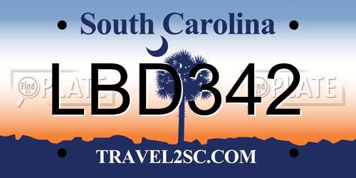 LBD342 South Carolina License Plate