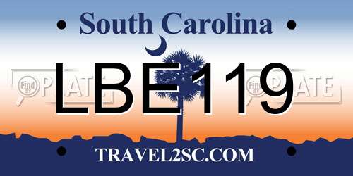 LBE119 South Carolina License Plate