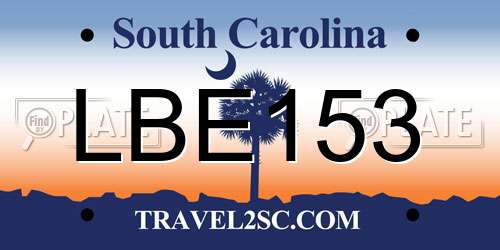 LBE153 South Carolina License Plate