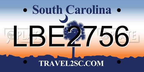LBE2756 South Carolina License Plate