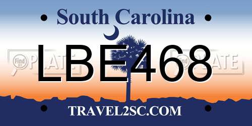 LBE468 South Carolina License Plate