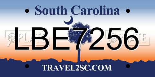 LBE7256 South Carolina License Plate