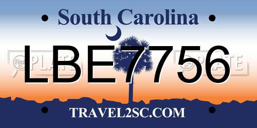 LBE7756 South Carolina License Plate