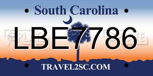 LBE7786 South Carolina License Plate