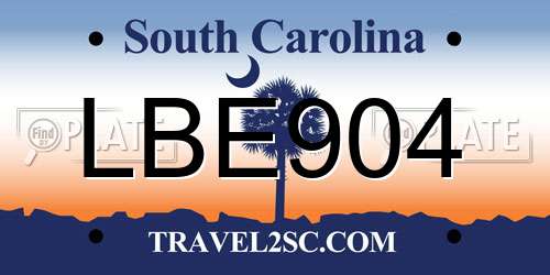 LBE904 South Carolina License Plate