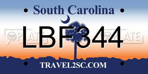 LBF344 South Carolina License Plate