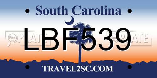 LBF539 South Carolina License Plate