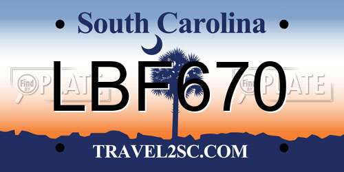 LBF670 South Carolina License Plate