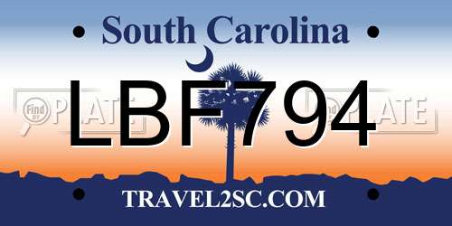LBF794 South Carolina License Plate