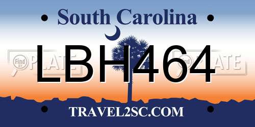 LBH464 South Carolina License Plate