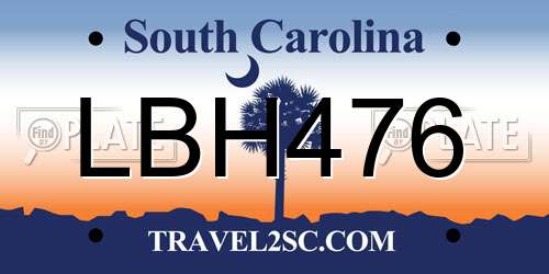 LBH476 South Carolina License Plate