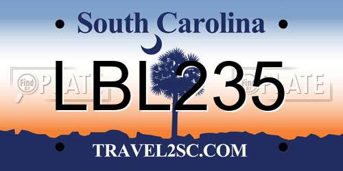 LBL235 South Carolina License Plate