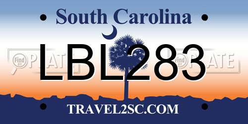 LBL283 South Carolina License Plate