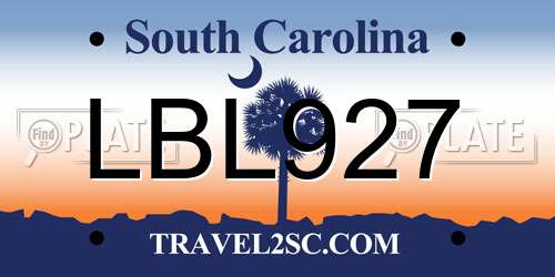 LBL927 South Carolina License Plate
