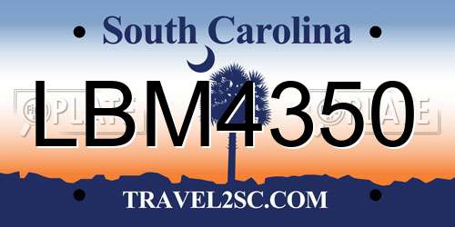 LBM4350 South Carolina License Plate