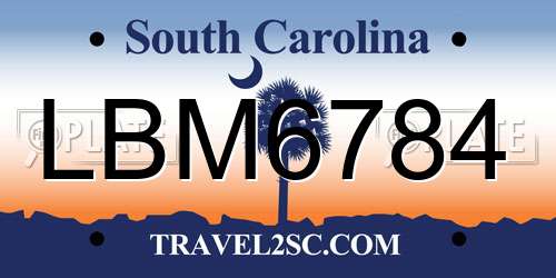LBM6784 South Carolina License Plate