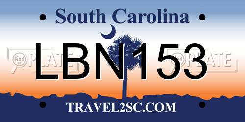 LBN153 South Carolina License Plate