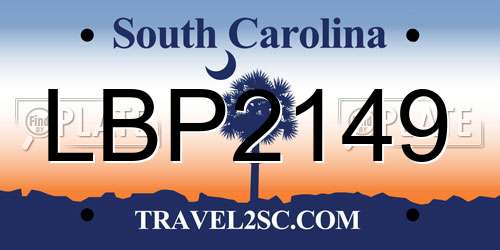 LBP2149 South Carolina License Plate