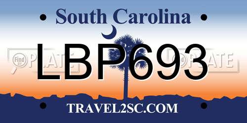 LBP693 South Carolina License Plate