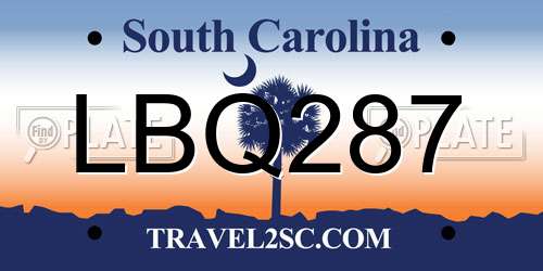 LBQ287 South Carolina License Plate