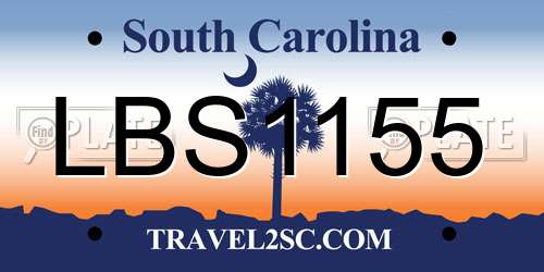 LBS1155 South Carolina License Plate