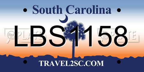LBS1158 South Carolina License Plate