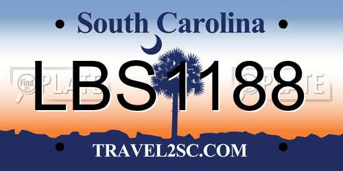 LBS1188 South Carolina License Plate