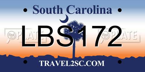 LBS172 South Carolina License Plate