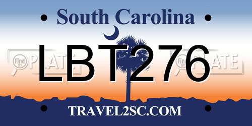 LBT276 South Carolina License Plate