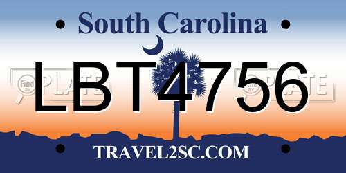 LBT4756 South Carolina License Plate