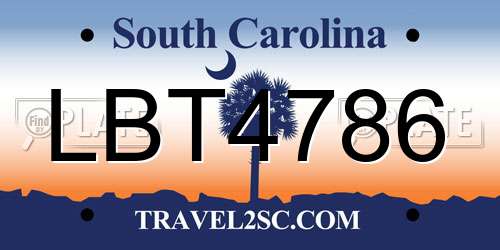 LBT4786 South Carolina License Plate