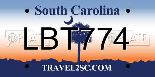 LBT774 South Carolina License Plate