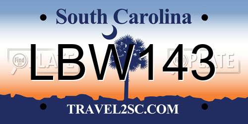 LBW143 South Carolina License Plate