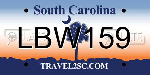 LBW159 South Carolina License Plate