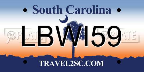 LBWI59 South Carolina License Plate