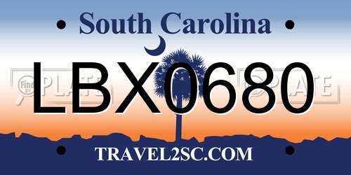 LBX0680 South Carolina License Plate