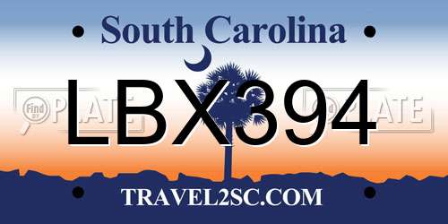 LBX394 South Carolina License Plate