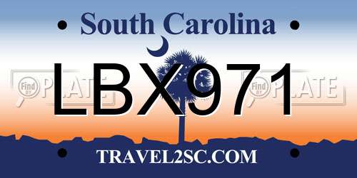 LBX971 South Carolina License Plate