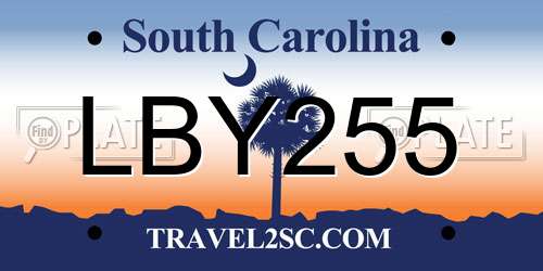 LBY255 South Carolina License Plate